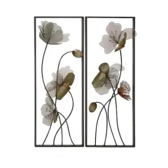 White Flower Black Tin Wall Art Set, 2ct.