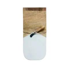 Hello Honey&reg; 17.5" Marble & Mango Wood Cutting Board with Canape Knife Set