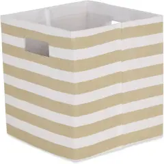 DII&reg; 11" Polyester Stripes Storage Cube Vintage Linen