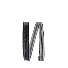 The Ribbon Roll 5/8" x 50yd. Wired Mesh Metallic Stripe Corsage Ribbon Black