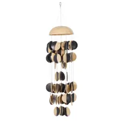17" Coconut Shells Coastal Windchime Black/Cream