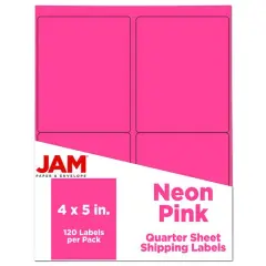 JAM Paper Extra Large Shipping Address Label Stickers Neon Pink