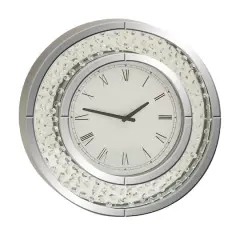 20" White Wood Glam Wall Clock