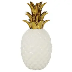CosmoLiving by Cosmopolitan White Porcelain Modern Decorative Pineapple, 10" x 4" x 4"