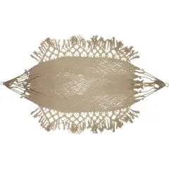 78" x 31" Natural Brown Macram&eacute; Hammock with Patterned Tassels