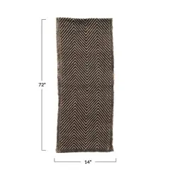 Hello Honey&reg; 72" Black & Natural Chevron Woven Jute & Cotton Table Runner