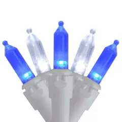 100ct. LED Mini Christmas Lights With White Wire Blue and Pure White