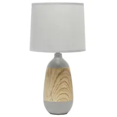 Simple Designs Ceramic Oblong Table Lamp Gray/Light Wood