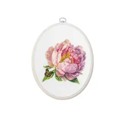 Luca-S Rozella Peony Counted Cross Stitch Kit with Display Hoop
