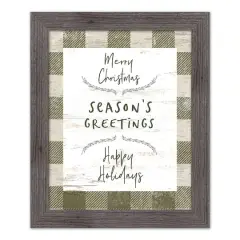Green Buffalo Check Holiday Phrases Print in Western Gray Frame