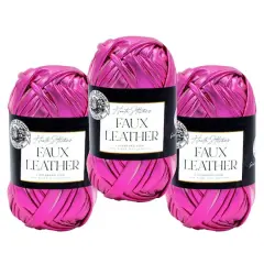 3 Pack Lion Brand&reg; Haute Stitches Faux Leather Yarn Hot Pink