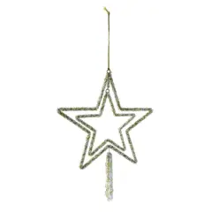 Hello Honey&reg; 10" Gold & White Metal Star Glass Beaded Ornament with Tassel