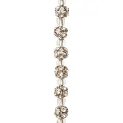 Rhodium with Clear Rhinestone Studded Round Beads, 6mm by Bead Landing&trade;