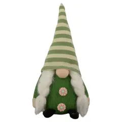 9.25" Green Striped Hat Girl Springtime Gnome