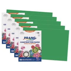Prang&reg; 12" x 18" Construction Paper, 5 Packs of 50 Sheets Holiday Green