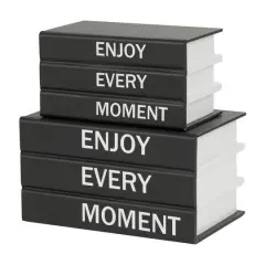 Enjoy Every Moment Canvas Storage Book Box Set Black