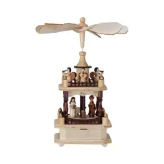 Hello Honey&reg; 13" Musical Rotating Angels Round Wood Christmas Pyramid