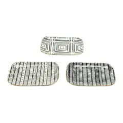 Hello Honey&reg; 7.5" Black, White & Gold Edge Geo Print Stoneware Plate , 3ct.