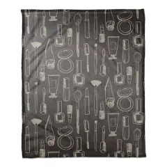 Makeup Icons Coral Fleece Blanket White/Black