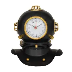 8" Brass Diver Helmet Clock Black
