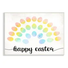 Stupell Industries Happy Easter Phrase Patterned Egg Rainbow Wall Plaque Art