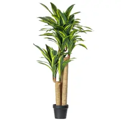 4.3ft. Potted Artificial Green & Yellow Dracaena Tree
