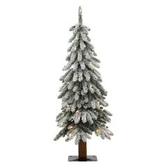 3ft. Pre-Lit Lightly Flocked Artificial Alpine Christmas Tree, Warm White LED Lights