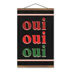 Oui Oui Oui Teak Hanging Canvas