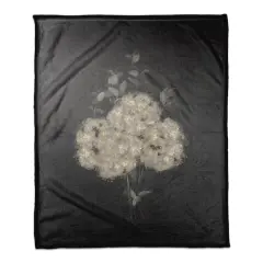 50" x 60" Moody Chalk Background Hydrangeas Coral Fleece Blanket