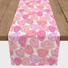 Pink Interconnected Heart Twill Table Runner