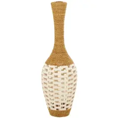 White Seagrass Handmade Tall Woven Floor Vase 13" x 13" x 40"