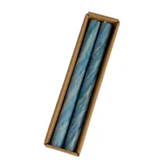 Hello Honey&reg; 10" Blue Marbled Unscented Taper Candles, 2ct.