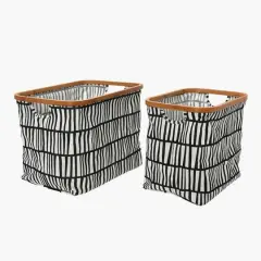 Household Essentials Krush Bamboo Rimmed Basket Set Black