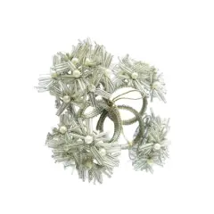 Hello Honey&reg; Silver Glass Beaded Floral Metal Napkin Rings, 4ct.