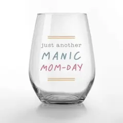 15oz. Another Manic Mom Day Printed Stemless Wine Glass