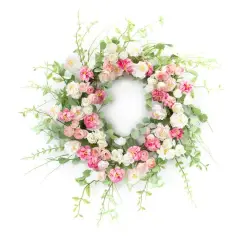 23" Mixed Pink Floral Wreath