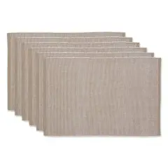 DII&reg; 2-Tone Ribbed Placemats, 6ct. Stone and white