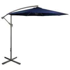 10ft. Offset Outdoor Patio Umbrella with Hand Crank Navy Blue