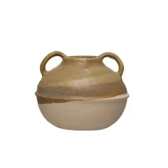 Hello Honey&reg; Bloomingville 6" Tan Reactive Glaze Stoneware Tri-Tone Vase with Handles