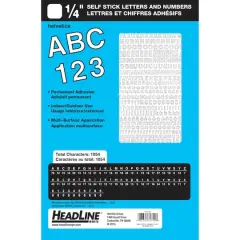 Headline Sign&reg; White Helvetica Letters & Numbers Vinyl Stickers, 1/4''