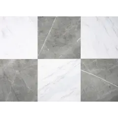 FloorPops Checkered Peel & Stick Floor Tiles Gray Marble