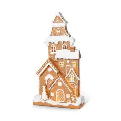 Glitzhome&reg; 17.75" Christmas Lighted Resin Gingerbread House Table Decor