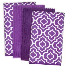 Eggplant Lattice Microfiber Dishtowel, 4ct.