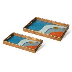 Glitzhome&reg; Rectangle Abstract Patterned Decorative Trays Set