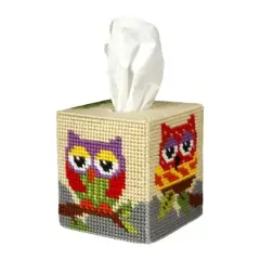 Orchidea Tissue Box Cover - Needlepoint (Halfstitch) Kit Owl