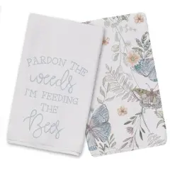 Feeding The Bees Tea Towel Set White