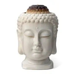 Glitzhome&reg; 18.75" Zen-Style LED Buddha Head Ceramic Outdoor Fountain