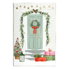 Stupell Industries Christmas Presents Wreath Doorstep Wall Plaque Art