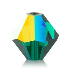 John Bead PRECIOSA 4mm Czech Crystal Bicone Beads, 40ct. Emerald AB