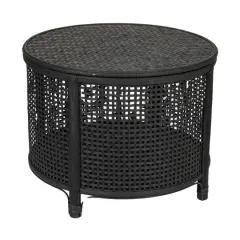 Hello Honey&reg; Round Bamboo & Rattan Accent Table Black